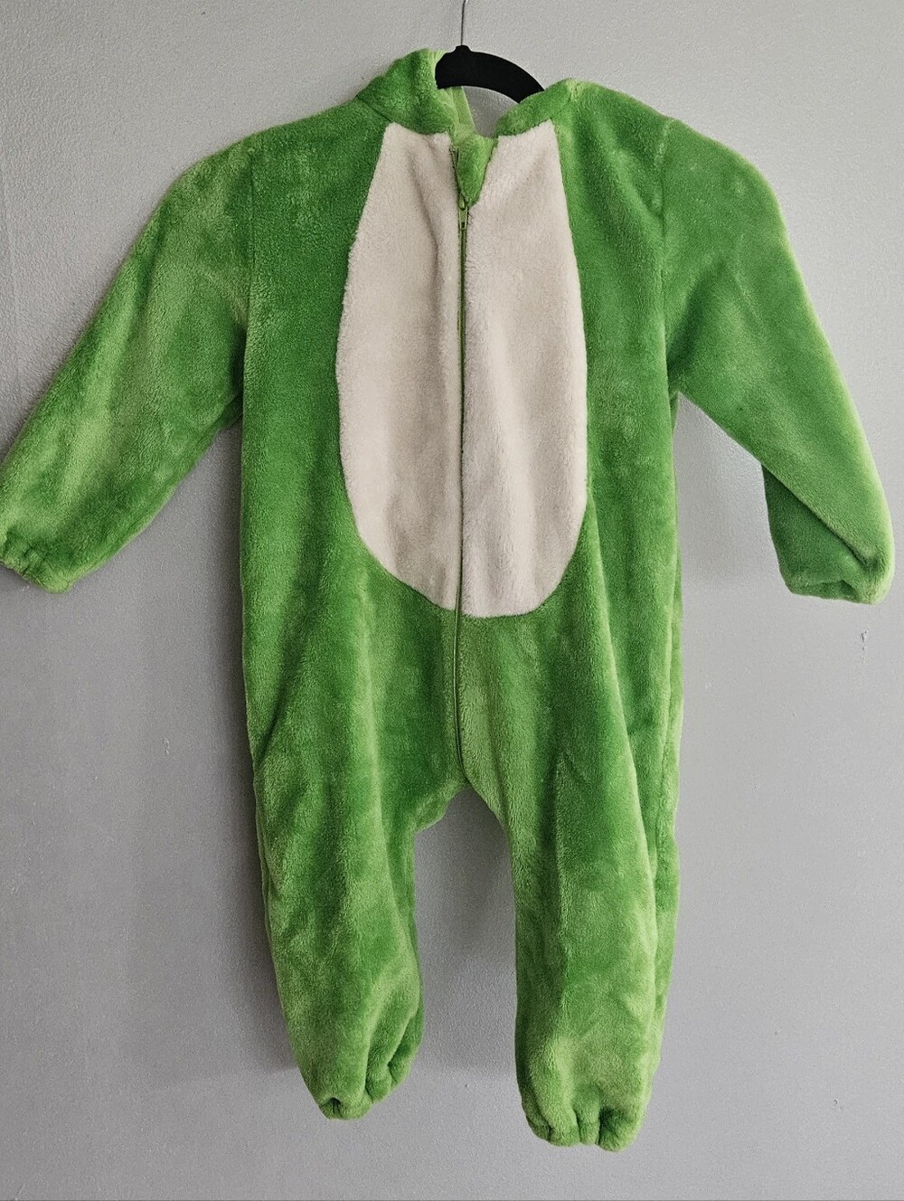 Green Plush Baby One-Piece with White Belly